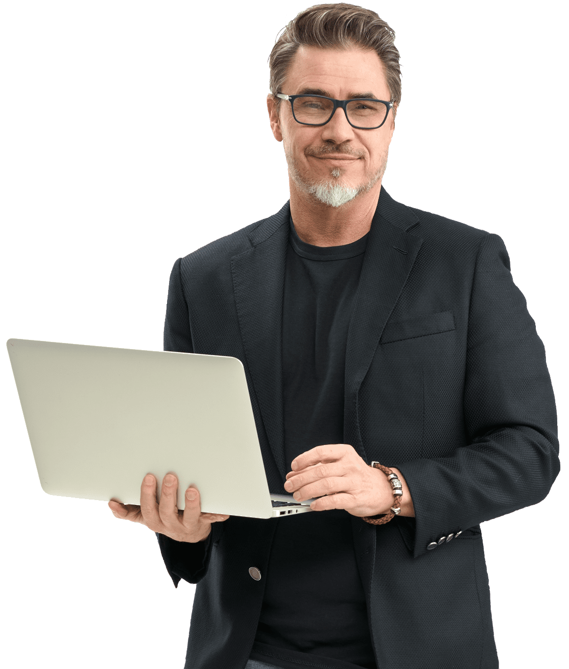 Businessman Holding Laptop